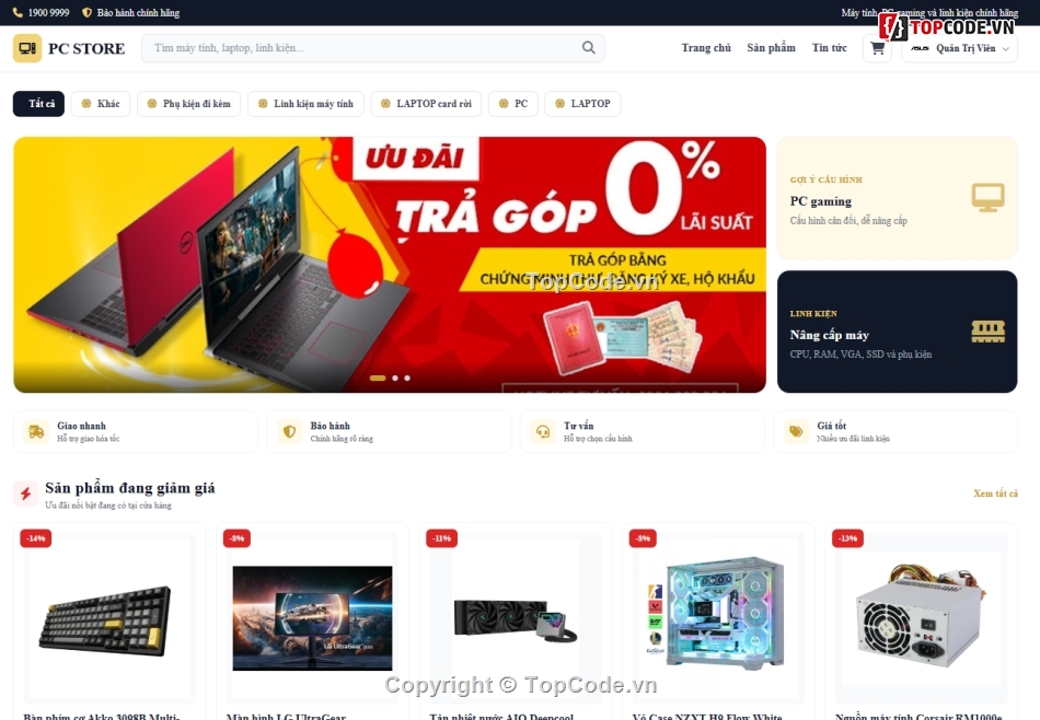 Web bán máy tính,Website php,Website bán linh kiện máy tính